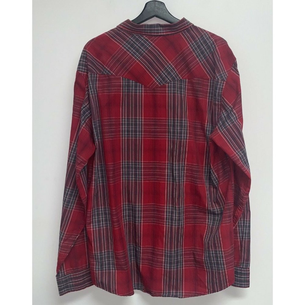 Levis Mens  Standard Fit Long Sleeve Western Pearl Snap Shirt Size XXL Red Plaid - Picture 3 of 5